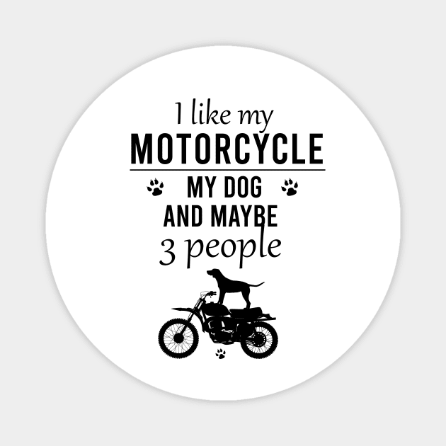 I like my motorcyle my dog and maybe 3 people Magnet by cypryanus